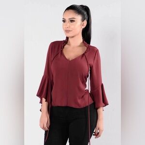 Fashion nova burgundy blouse size small